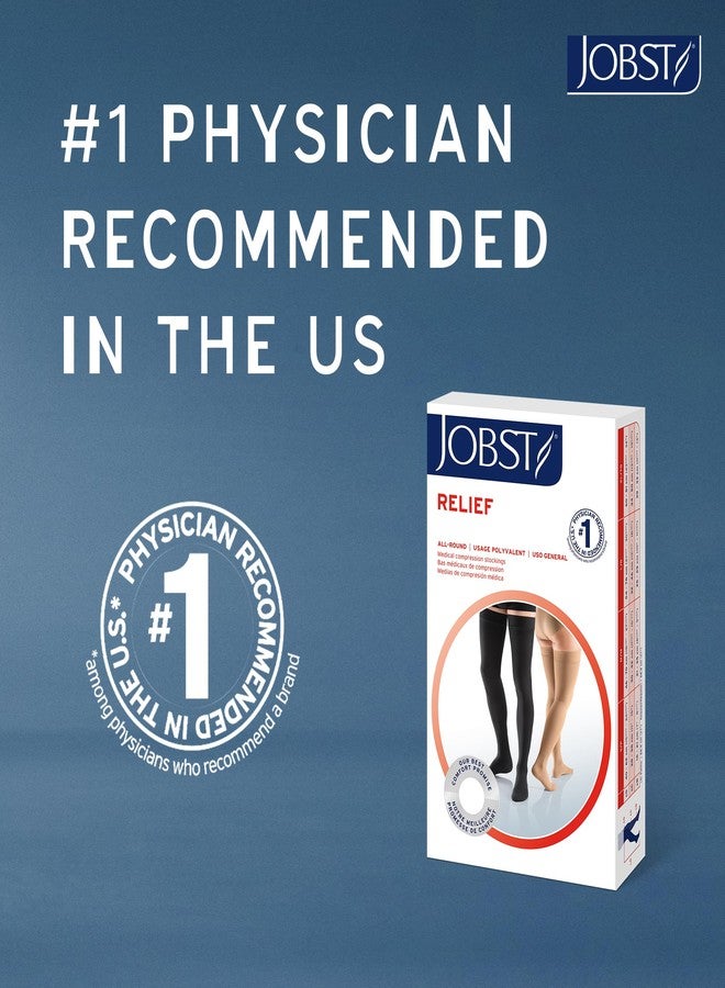 جوبست جوارب ضغط JOBST Relief 15-20 مم زئبق، تصل إلى أعلى الفخذ، شريط سيليكون، مفتوحة الأصابع، بيج، صغير - Image 3
